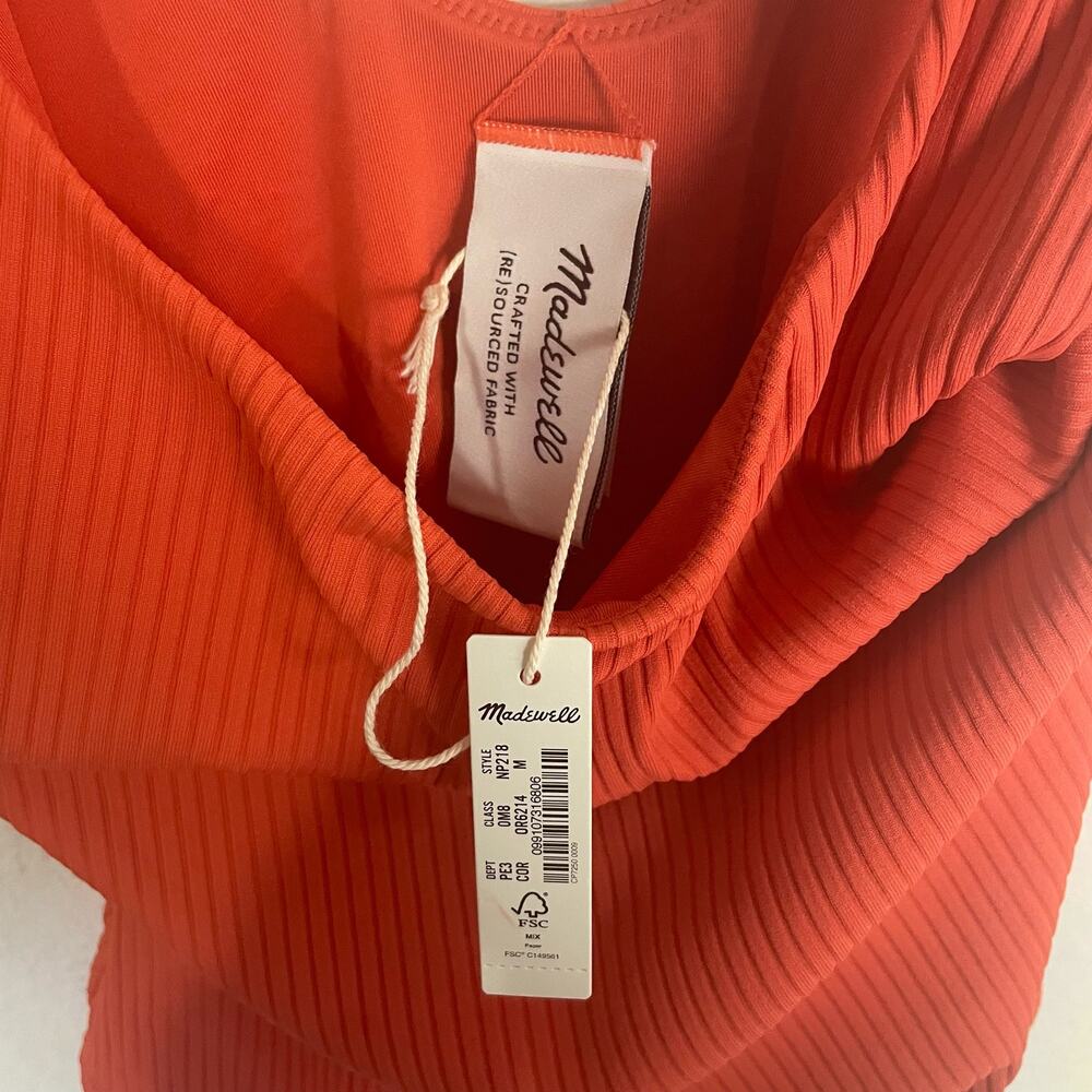 Madewell Ribbed One-Piece Swimsuit in Coral Orange - Picture 7 of 8